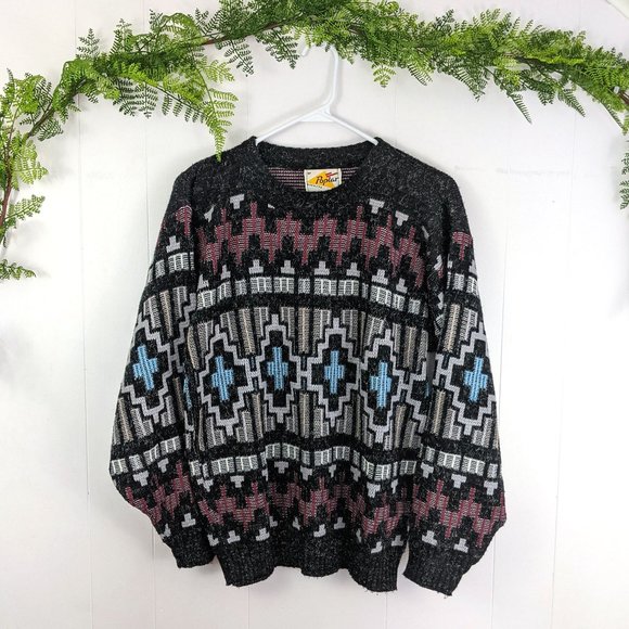 Vintage Poplar Gray Knit Patterned Sweater
